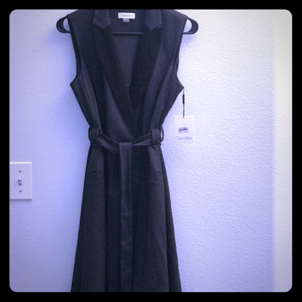 Calvin Klein Notch-Collar Belted Dress